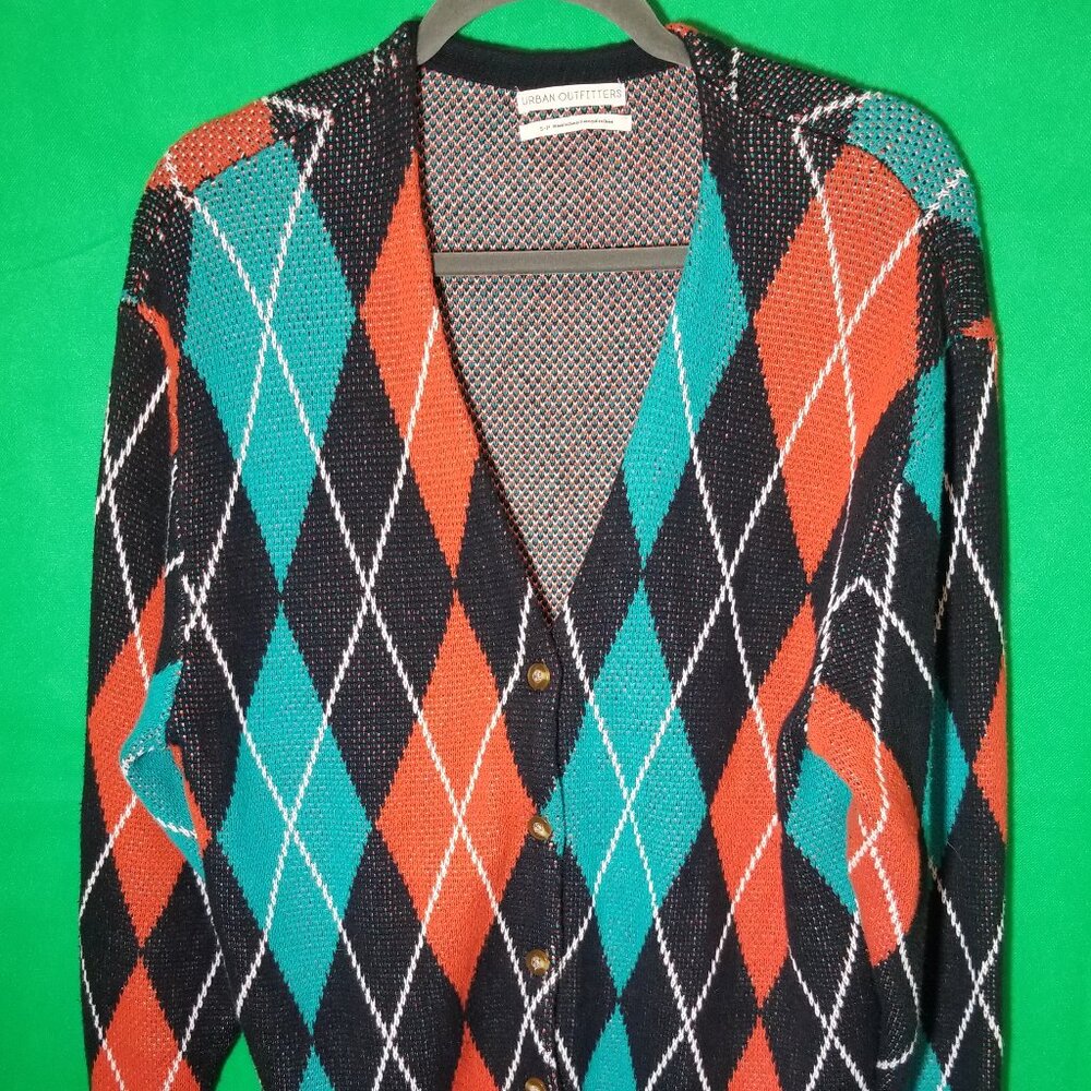 Urban Outfitters Size Small Petite Argyle Cardigan Preppy Retro Grandpacore